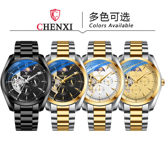 Watch Men's Mechanical Watch Waterproof TikTok Popular Sun Moon Star Automatic Hollow Watch Men's Mechanical Watch