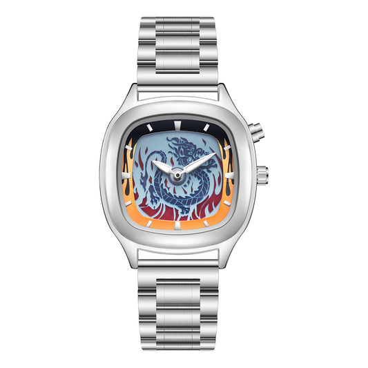 Creative Personality Retro Dragon-shaped Dynamic Dual-display Watch Men&#039;s Fashion Original Niche High-end Waterproof Watch