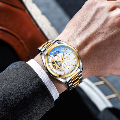 Watch Men&#039;s Mechanical Watch Waterproof TikTok Popular Sun Moon Star Automatic Hollow Watch Men&#039;s Mechanical Watch